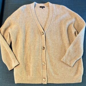 Quince oversized boyfriend fisherman ribbed cardigan